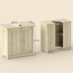 MOBILE SOTTOLAVABO A 2 ANTE CON RIPIANO REGOLABILE E INTAGLIO A U, 60X30X60 CM, ROVERE