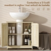 MOBILE SOTTOLAVABO A 2 ANTE CON RIPIANO REGOLABILE E INTAGLIO A U, 60X30X60 CM, ROVERE