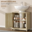 MOBILE SOTTOLAVABO A 2 ANTE CON RIPIANO REGOLABILE E INTAGLIO A U, 60X30X60 CM, ROVERE