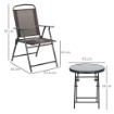 SET DA GIARDINO 3 PEZZI CON 2 SEDIE 53.5X64X93 CM E TAVOLINO DA CAFFÞ Ï45X50 CM, IN METALLO, MARRONE