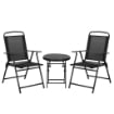 SET DA GIARDINO 3 PEZZI CON 2 SEDIE 53.5X64X93 CM E TAVOLINO DA CAFFÈ 45X50 CM, IN METALLO, NERO