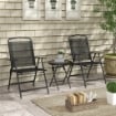 SET DA GIARDINO 3 PEZZI CON 2 SEDIE 53.5X64X93 CM E TAVOLINO DA CAFFÈ 45X50 CM, IN METALLO, NERO
