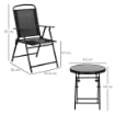 SET DA GIARDINO 3 PEZZI CON 2 SEDIE 53.5X64X93 CM E TAVOLINO DA CAFFÈ 45X50 CM, IN METALLO, NERO