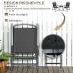 SET DA GIARDINO 3 PEZZI CON 2 SEDIE 53.5X64X93 CM E TAVOLINO DA CAFFÈ 45X50 CM, IN METALLO, NERO