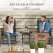 SET DA GIARDINO 3 PEZZI CON 2 SEDIE 53.5X64X93 CM E TAVOLINO DA CAFFÈ 45X50 CM, IN METALLO, NERO