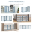 CANCELLINO PIEGHEVOLE PER CANI TAGLIA PICCOLA/MEDIA CON 4 PANNELLI IN LEGNO E PORTA, 237.5X36X80 CM, GRIGIO