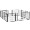 RECINTO PER CANI A 12 PANNELLI MODULABILI DA 80X1.5X80 CM, PIEGHEVOLE CON PORTA IN ACCIAIO, 12 PICCHETTI, GRIGIO