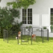 RECINTO PER CANI A 12 PANNELLI MODULABILI DA 80X1.5X80 CM, PIEGHEVOLE CON PORTA IN ACCIAIO, 12 PICCHETTI, GRIGIO