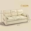 DIVANO 3 POSTI IN FINTA PELLE CON IMBOTTITURA SPESSA, TASCA LATERALE E 2 CUSCINI, 190X83X90 CM, BEIGE
