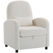 POLTRONA MODERNA CON SPAZIO CONTENITORE A SCOMPARSA E CUSCINO, RIVESTIMENTO IN PILE TEDDY, 76X77X95 CM, CREMA