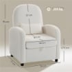 POLTRONA MODERNA CON SPAZIO CONTENITORE A SCOMPARSA E CUSCINO, RIVESTIMENTO IN PILE TEDDY, 76X77X95 CM, CREMA