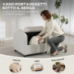 POLTRONA MODERNA CON SPAZIO CONTENITORE A SCOMPARSA E CUSCINO, RIVESTIMENTO IN PILE TEDDY, 76X77X95 CM, CREMA