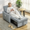 POLTRONA LETTO 3 IN 1 CON SCHIENALE RECLINABILE E CUSCINO, RIVESTIMENTO IN CINIGLIA, 88X84X87 CM, GRIGIO