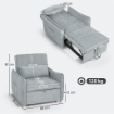 POLTRONA LETTO 3 IN 1 CON SCHIENALE RECLINABILE E CUSCINO, RIVESTIMENTO IN CINIGLIA, 88X84X87 CM, GRIGIO