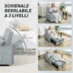 POLTRONA LETTO 3 IN 1 CON SCHIENALE RECLINABILE E CUSCINO, RIVESTIMENTO IN CINIGLIA, 88X84X87 CM, GRIGIO