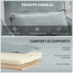 POLTRONA LETTO 3 IN 1 CON SCHIENALE RECLINABILE E CUSCINO, RIVESTIMENTO IN CINIGLIA, 88X84X87 CM, GRIGIO