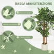 PIANTA ARTIFICIALE DI BANIANO VERDE IN PEVA E LEGNO CON VASO CONTENITORE IN PP E CEMENTO, 55X55X120 CM