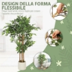 PIANTA ARTIFICIALE DI BANIANO VERDE IN PEVA E LEGNO CON VASO CONTENITORE IN PP E CEMENTO, 55X55X120 CM