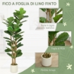PIANTA DI FICO ARTIFICIALE VERDE IN PEVA E LEGNO CON VASO CONTENITORE IN PP E CEMENTO, 50X50X150 CM