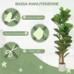 PIANTA DI FICO ARTIFICIALE VERDE IN PEVA E LEGNO CON VASO CONTENITORE IN PP E CEMENTO, 50X50X150 CM