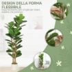 PIANTA DI FICO ARTIFICIALE VERDE IN PEVA E LEGNO CON VASO CONTENITORE IN PP E CEMENTO, 50X50X150 CM