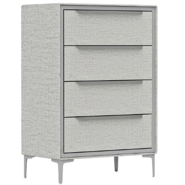 CASSETTIERA 4 CASSETTI IN ACCIAIO CON RIVESTIMENTO IN TESSUTO EFFETTO LINO, 60X36X88 CM, GRIGIO