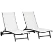 SET 2 LETTINI PRENDISOLE CON SCHIENALE RECLINABILE, IN ALLUMINIO E TESSUTO TRASPIRANTE, 66X165X102 CM, CREMA