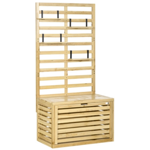 CASSAPANCA DA GIARDINO CON TRALICCIO E 4 RIPIANI IN LEGNO CON CHIUSURA MAGNETICA, 80X45X160 CM