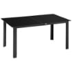 TAVOLO DA GIARDINO RETTANGOLARE PER 6 PERSONE CON PIANO IN VETRO E ALLUMINIO, 150X90 CM, NERO
