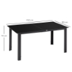 TAVOLO DA GIARDINO RETTANGOLARE PER 6 PERSONE CON PIANO IN VETRO E ALLUMINIO, 150X90 CM, NERO