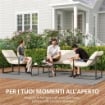 SET DA GIARDINO 4 PEZZI CON DIVANETTO, 2 POLTRONE E TAVOLINO, IN ACCIAIO, POLIESTERE E COTONE PP, BEIGE E GRIGIO