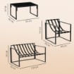 SET DA GIARDINO 4 PEZZI CON DIVANETTO, 2 POLTRONE E TAVOLINO, IN ACCIAIO, POLIESTERE E COTONE PP, BEIGE E GRIGIO