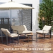SET DA GIARDINO 4 PEZZI CON DIVANETTO, 2 POLTRONE E TAVOLINO, IN ACCIAIO, POLIESTERE E COTONE PP, BEIGE E GRIGIO