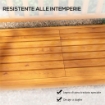 PANCHINA DA GIARDINO CON TAVOLINO CENTRALE SOLLEVABILE E BRACCIOLI, IN LEGNO, 153X56X91 CM, MARRONE CHIARO