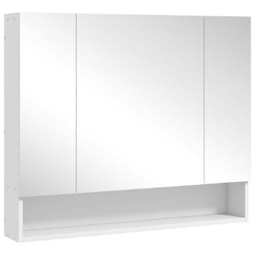 SPECCHIERA BAGNO CON ARMADIETTO 3 ANTE SOFT CLOSE E RIPIANI REGOLABILI, 90X15X75 CM, BIANCO
