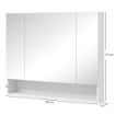 SPECCHIERA BAGNO CON ARMADIETTO 3 ANTE SOFT CLOSE E RIPIANI REGOLABILI, 90X15X75 CM, BIANCO