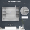 SPECCHIERA BAGNO CON ARMADIETTO 3 ANTE SOFT CLOSE E RIPIANI REGOLABILI, 90X15X75 CM, BIANCO