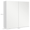 ARMADIETTO A SPECCHIO A 3 RIPIANI INTERNI REGOLABILI, IN LEGNO E VETRO, 60X15X60 CM, BIANCO