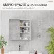 ARMADIETTO A SPECCHIO A 3 RIPIANI INTERNI REGOLABILI, IN LEGNO E VETRO, 60X15X60 CM, BIANCO