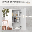 ARMADIETTO A SPECCHIO A 3 RIPIANI INTERNI REGOLABILI, IN LEGNO E VETRO, 60X15X60 CM, BIANCO