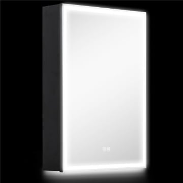 ARMADIETTO BAGNO CON SPECCHIERA, LUCI LED REGOLABILI E FUNZIONE ANTI-APPANNAMENTO, NERO