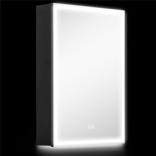 ARMADIETTO BAGNO CON SPECCHIERA, LUCI LED REGOLABILI E FUNZIONE ANTI-APPANNAMENTO, NERO