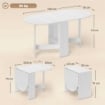 TAVOLO PIEGHEVOLE PER 6 PERSONE CON 2 RIBALTE OVALE IN LEGNO, 163X80X75 CM, BIANCO