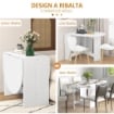 TAVOLO PIEGHEVOLE PER 6 PERSONE CON 2 RIBALTE OVALE IN LEGNO, 163X80X75 CM, BIANCO