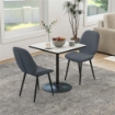 SET 2 SEDIE DA PRANZO CON SCHIENALE RICURVO, IN TESSUTO EFFETTO LINO, SCHIUMA E ACCIAIO, 46X56X86 CM, GRIGIO E NERO