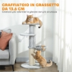 ALBERO TIRAGRAFFI PER GATTI ALTO 103.5 CM CON LETTINO E AMACA, RIVESTIMENTO IN PELUCHE, GRIGIO CHIARO