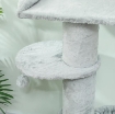 ALBERO TIRAGRAFFI PER GATTI ALTO 103.5 CM CON LETTINO E AMACA, RIVESTIMENTO IN PELUCHE, GRIGIO CHIARO