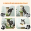 ALBERO TIRAGRAFFI PER GATTI ALTO 92 CM CON PALO IN SISAL E LETTINO A FORMA DI FIORE, VERDE