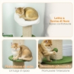 ALBERO TIRAGRAFFI PER GATTI ALTO 92 CM CON PALO IN SISAL E LETTINO A FORMA DI FIORE, VERDE
