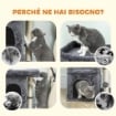 TORRE PER GATTI FINO A 7 KG CON 2 CASETTE E LETTINO, PALO IN SISAL E RIVESTIMENTO PELUCHE, GRIGIO SCURO
